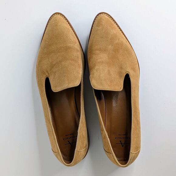 Aquatalia Golda Suede Loafers 8.5 Tan Flats Minimalist Quiet Luxury Weatherproof - Picture 12 of 12